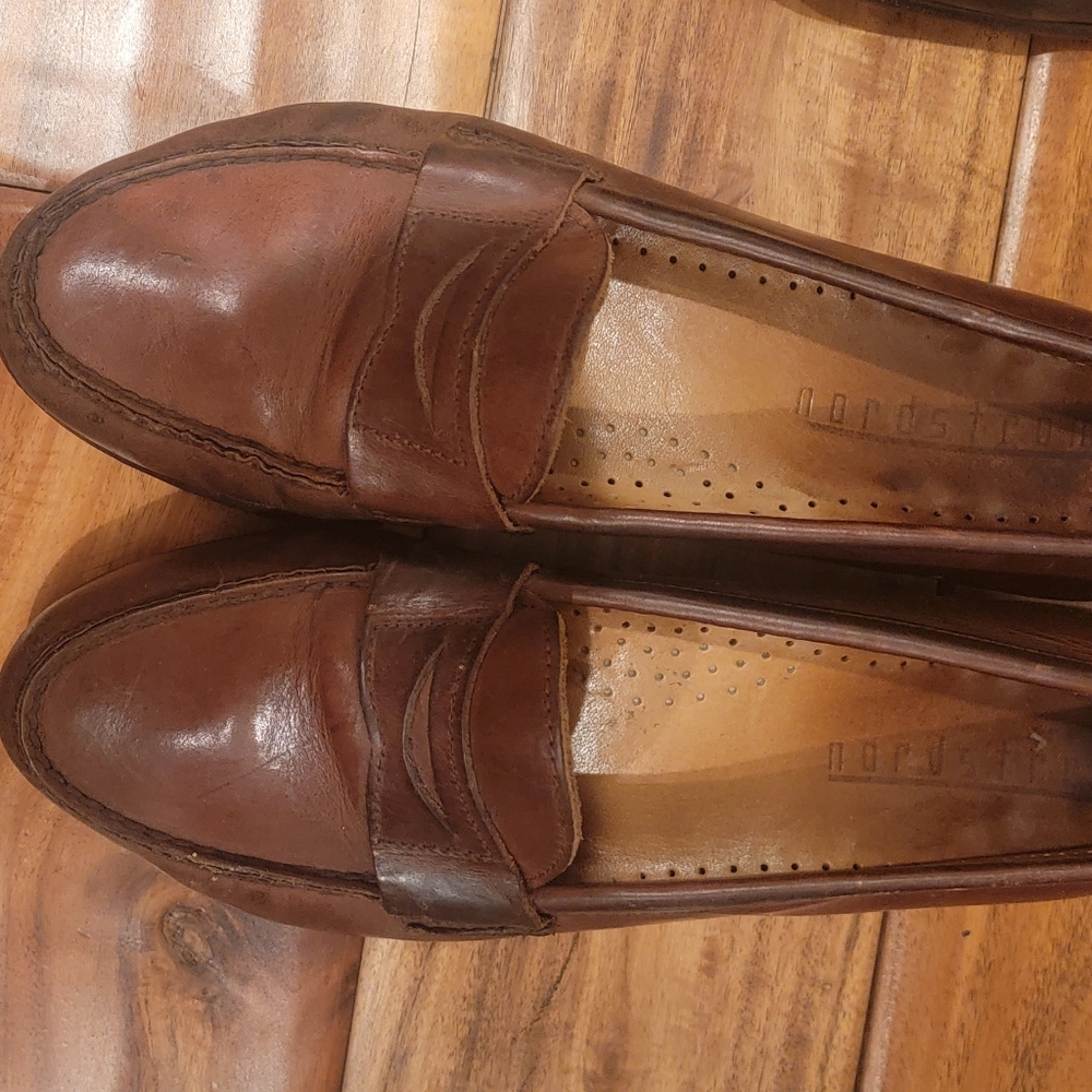 Cole Haan brown leather loafers, size 9.